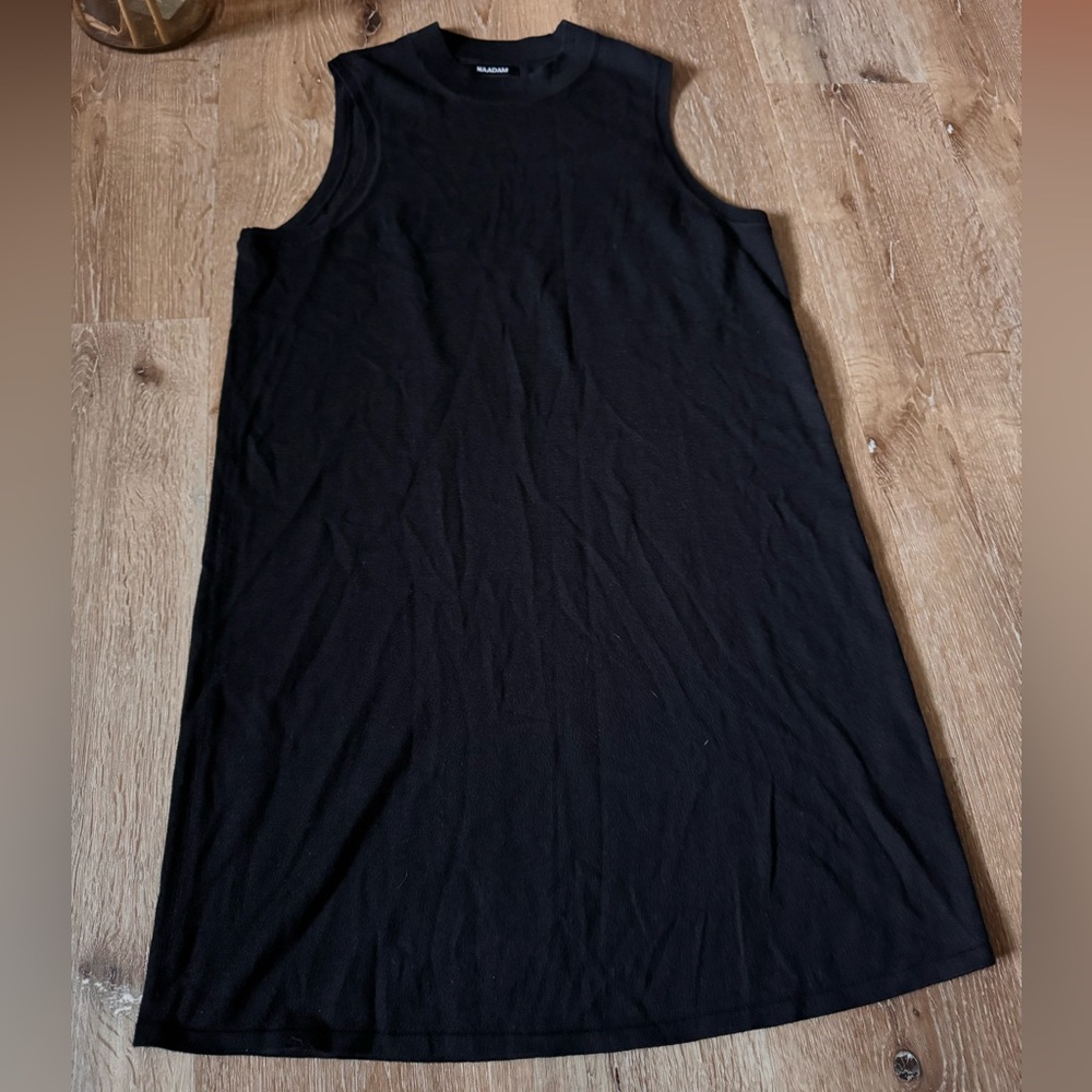 NAADAM Black Silk Cashmere Shift Sleeveless Dress Size‎ L